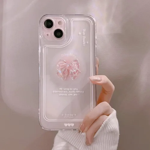 Miniatura 6 de Ownest Compatible para iPhone 7/iPhone 8/iPhone SE Linda Funda de 3D Rosa Moño Delgado Transparente Diseño Estético Protección para Lente de Cámara