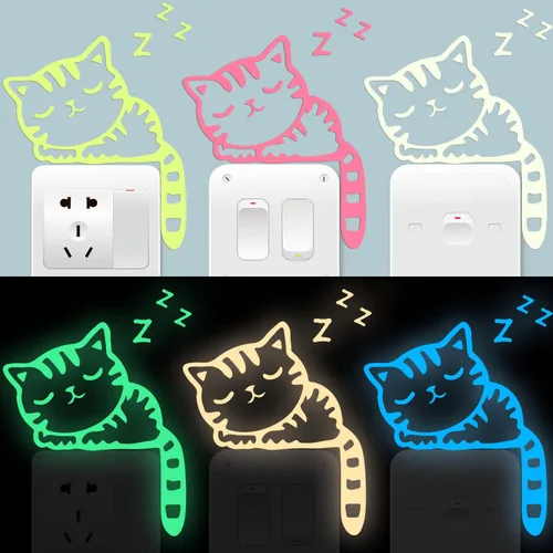 Miniatura 9 de Calcomanía creativa de pared de luna luminosa, diseño de lobo que brilla en la oscuridad, adhesivo de pared de PVC extraíble impermeable