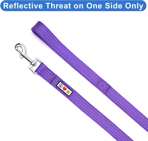 Miniatura 3 de Correa para perro púrpura Pawtitas de 6 pies M/L reflectante, duradera y ligera para perros medianos o grandes y cachorros Purple Reflective
