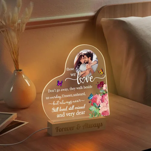 Miniatura 5 de Luz nocturna con foto personalizada, lámpara LED con nombre de corazón, lámpara acrílica personalizada con imagen, regalo para su novia, amante