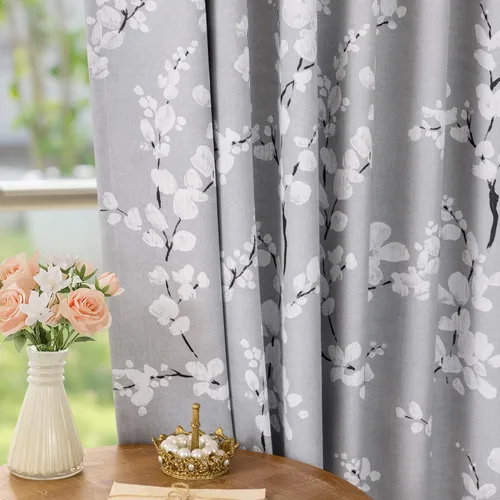 FMFUNCTEX - Cortinas 100% blackout, 63 pulgadas de largo, estampado floral, aislamiento térmico, bolsillo para cortinero, 2 paneles, estilo granja,