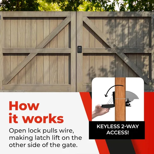 Miniatura 3 de Cerradura de puerta XLB – Cerradura y pestillo sin llave para cercas seguras con acceso de 2 vías – Sistema fuerte y duradero para prevención