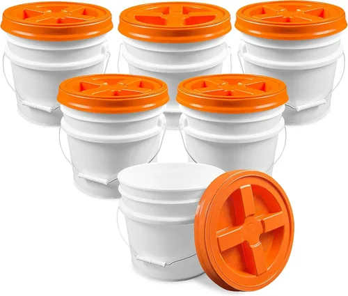Miniatura 27 de ePackageSupply Cubo de 3.5 galones con tapa, cubo de grado alimenticio con tapa hermética de rosca con sello gamma hermético, plástico de Rojo