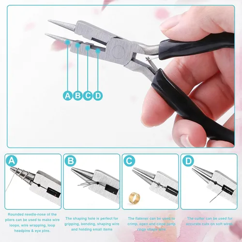 Miniatura 5 de Alambre de cobre de calibre 12 de alta calidad, alambre de metal flexible de 32.8 pies con alicates 4 en 1 para fabricación de joyas, diseño floral
