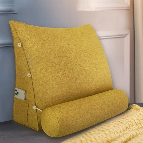 Miniatura 12 de Almohada de Cabecero de Cuña Tamaño Queen Grande Almohada de Bolster para Cama Triángulo Almohada de Lectura Almohada de Apoyo de Espalda
