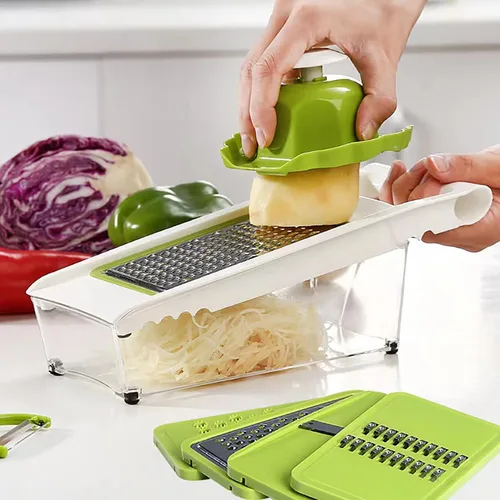 Miniatura 9 de NACOLUS Rallador de queso con contenedor, cortador de verduras 5 en 1, ralladores multiusos para cocina, rallador de caja fácil de limpiar