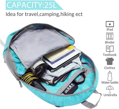 Miniatura 2 de ZOMAKE Mochila Empacable Ultraligera de 25L, Mochilas de Senderismo Plegables Resistentes al Agua Mochila Diurna Plegable Pequeña para Viajes