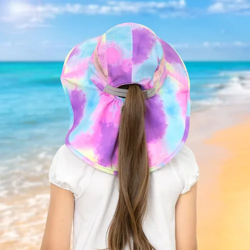 Miniatura 121 de Sombrero de sol para niños, protección UV, unicornio, verano, playa, jugar con ala ancha, solapa para el cuello para niñas y niños