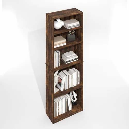 Miniatura 19 de Furinno GEHRY - Estantería para libros, 5 niveles, con estantes ajustables, 11.6 x 24.8 x 71.4 pulgadas, para oficina en casa, sala de estar, roble