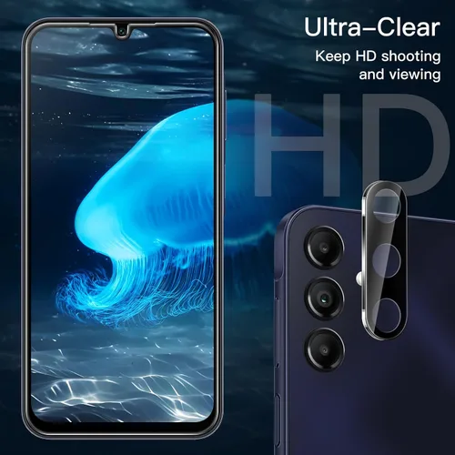 Miniatura 4 de JETech Protector de pantalla para Samsung Galaxy A15 4G / 5G de 6.5 pulgadas con protector de lente de cámara, película de vidrio templado
