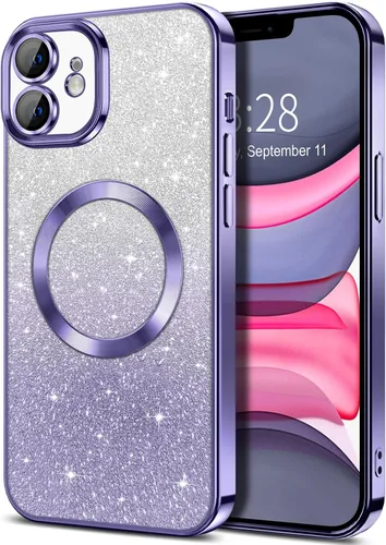 Miniatura 27 de Hython Funda para iPhone 13 Pro transparente con purpurina magnética [compatible con MagSafe] Protector completo de lente de cámara delgado