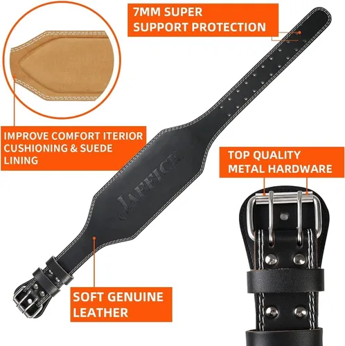 Miniatura 3 de Cinturón de levantamiento de pesas de cuero genuino para hombres, cinturón de pesas para gimnasio, soporte lumbar para espalda, levantamiento