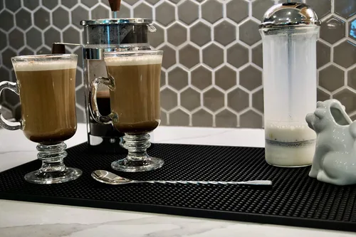 Miniatura 4 de Highball & Chaser Paquete de 2 tapetes de bar, tapete de secado de platos, 18 x 12 pulgadas de grosor, duradero y elegante, tapete de café expreso