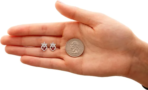 Miniatura 5 de Disney Pendientes de tuerca de plata de ley con circonita cúbica de princesa