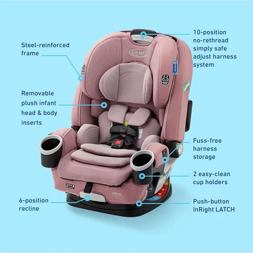 Miniatura 8 de Graco 4Ever DLX 4 en 1 Asiento de automóvil Asiento de automóvil para bebés a niños pequeños, Maven, adaptable para 10 años de uso, tamaño: 20 x
