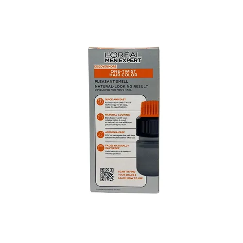 Miniatura 2 de L’Oreal Paris Men Expert One Twist - Tinte permanente de cabello para hombre, sin ensuciar, para cubrir canas, aplicación sencilla, sin mezclar y 01