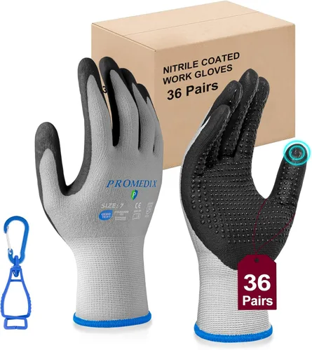 Miniatura 10 de PROMEDIX P Guantes de trabajo recubiertos de nitrilo,Guantes de trabajo de seguridad de microespuma para hombre,Guantes de nylon y spandex de punto