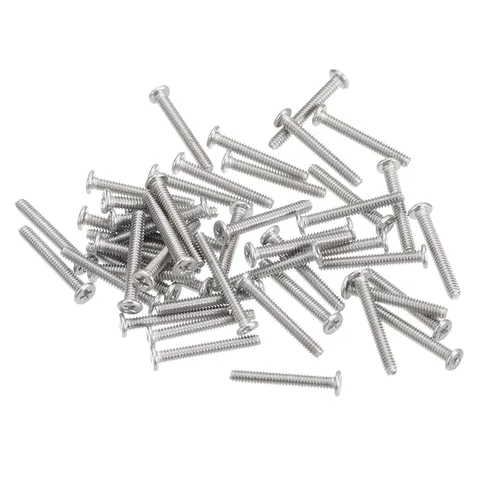 Miniatura 17 de Uxcell M1-0.25 x 2 mm 50 piezas Tornillos de cabeza plana redonda 304 de acero inoxidable Phillips Drive tornillos de máquina para fijación