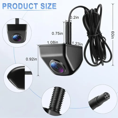 Miniatura 4 de LivTee Cámara frontal/de respaldo, cámara inversa, ultra gran angular HD de día y noche, cámara de visión trasera para automóvil, SUV, camioneta