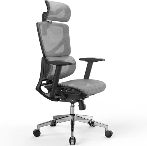 OdinLake L1 Ergo Upgrade 518 - Silla de oficina ergonómica de malla gris – Grande y alta, 350 libras, soporte lumbar ajustable, profundidad del