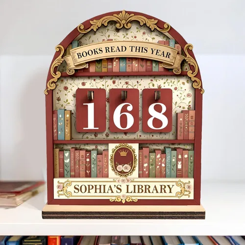 Miniatura 13 de Rastreador de Lectura de Libros Personalizado, Contador de Libros Leídos Este Año, Decoración de Biblioteca, Letrero de Seguimiento de Libros