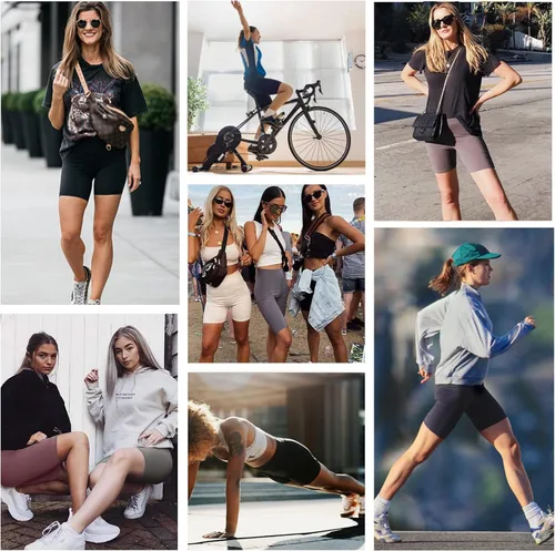 Miniatura 2 de Pantalones cortos de ciclismo para mujer de cintura alta, control de abdomen, pantalones cortos de yoga para entrenamiento, correr - Talla regular