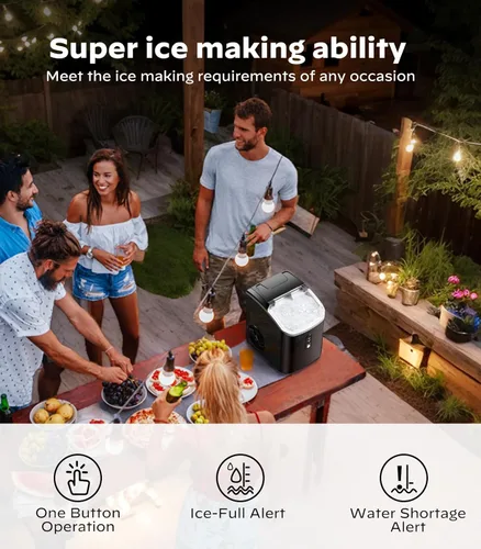 Miniatura 5 de Máquina de hielo de pepitas para encimera, máquina de hielo de pellets con función de autolimpieza, la máquina de hielo en pepitas produce 33 libras