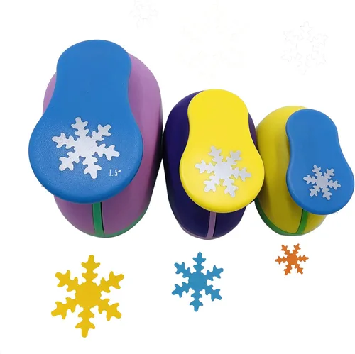 Miniatura 2 de Juego de 3 piezas de copo de nieve (5/8 pulgadas + 1 pulgada + 1.5 pulgadas) Juego de ponche de copo de nieve para manualidades, álbumes