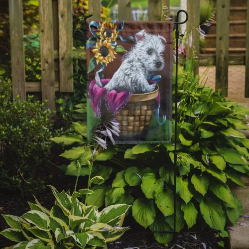 Miniatura 536 de Caroline's Treasures PPP3090GF - Bandera decorativa para jardín de bulldog inglés y otoño, para exteriores, patio, flores, tamaño de jardín