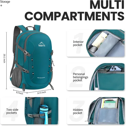 Miniatura 3 de Venture Pal - Mochila de senderismo ligera y plegable para viajes de 40 L A1- verde