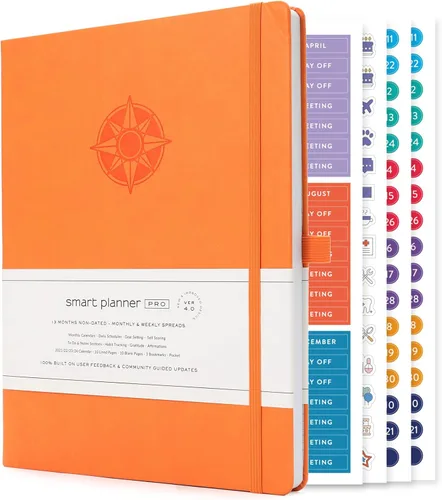 Miniatura 24 de Smart Planner Pro - Planificador diario sin fecha - Agenda grande A4 - Logre objetivos y aumente la productividad con secciones semanales