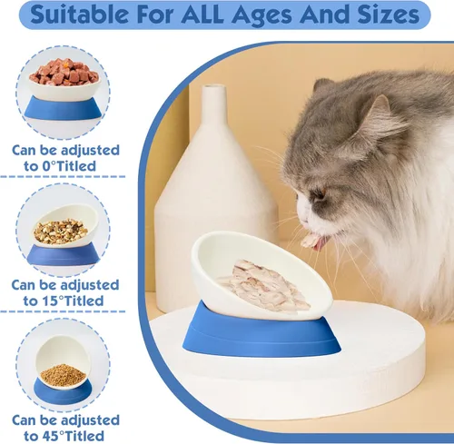 Miniatura 2 de Cuenco de comida de bulldog francés, cuenco inclinado para agua y comida de pug, cuenco para gatos, comedero para perros pequeños, cachorros y gatos