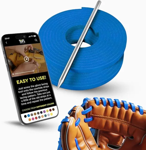 Miniatura 17 de TOFL Kit de encaje para guantes de sóftbol y béisbol Kit de reparación de cordones de guante de encaje 2 cordones de cuero con aguja de cordones