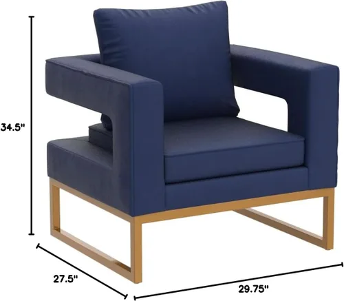 Miniatura 2 de Roundhill Furniture Lenola - Silla tapizada con brazos, color azul, 29.75 pulgadas de profundidad x 27.5 pulgadas de ancho x 34.5 pulgadas de alto