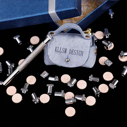 Miniatura 7 de KLLsmDesign Juego de 65 herramientas de estampado de esculturas de cuero, incluye patrón del alfabeto, juego de punzones de cuero, herramientas