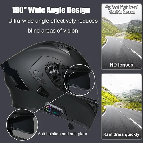 Miniatura 4 de Casco modular Moto Bluetooth con doble visera, con micrófono para Respuesta Automática Casco de Moto Homologado ECE Adecuado para Hombre Mujer
