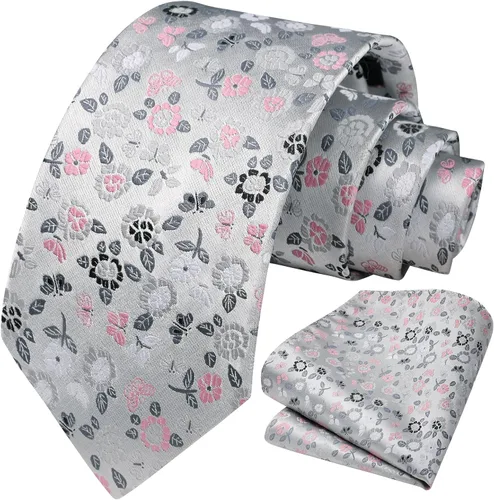 Miniatura 274 de Corbatas florales tejidas clásicas para hombre, corbata cuadrada de bolsillo, corbatas formales para hombres, boda con pañuelo