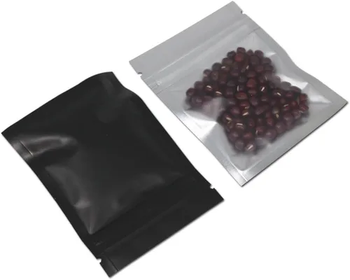 Miniatura 19 de FERENLI 100 unidades Bolsa de almacenamiento de alimentos Mylar con cierre de cremallera, bolsa de aluminio mate hermética con ventana frontal