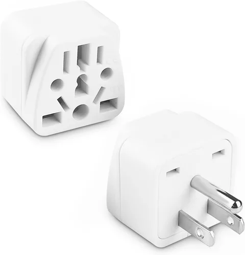 Paquete de 2 adaptadores de enchufe de viaje de EE. UU., UE, Reino Unido, AU, CN, NZ, a Estados Unidos (tipo B), enchufe de pared de 3 clavijas con