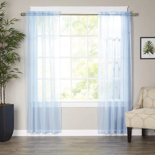 Miniatura 53 de Elegant Comfort - Cortinas transparentes de lujo con bolsillo para barra para cocina, dormitorio y sala de estar, Microfibra, Beige