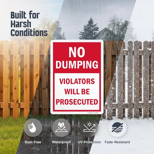 Miniatura 2 de SmartSign Letrero de metal con texto en inglés "No Dumping Violators Will Be Prosecuted", 14 x 10 pulgadas, aluminio laminado a prueba de óxido