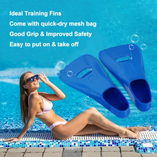 Miniatura 5 de Aletas de natación para adultos, aletas de entrenamiento de natación para natación de vueltas en piscina, cómodas aletas de silicona con bolsillo