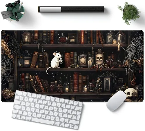 Miniatura 19 de Tapete de Escritorio Verde XL Gato Lindo Planta Genial Almohadilla de Escritorio Tapete de Teclado Kawaii Gato Negro Flor Mousepad Tapete de B-cat