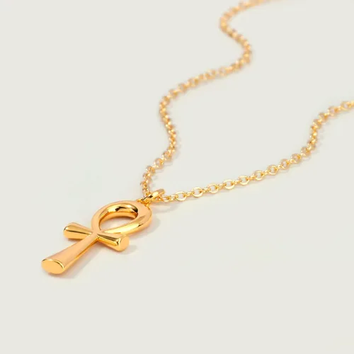 Miniatura 5 de MEVECCO Collar de cruz delicada chapada en oro de 18 quilates, collar con dije de fe de turquesa, minimalista, hecho a mano, collar de cadena