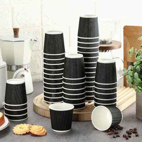 Miniatura 3 de Yaomiao 200 tazas de café expreso desechables de 4 onzas, con aislamiento de papel corrugado ondulado, para fiestas, bebidas frías, té y bebidas