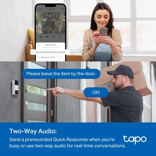 Miniatura 8 de Tapo de TP-Link - Cámara de timbre de video inteligente inalámbrica con timbre, 2K con visión nocturna a todo color y focos, sin cuota mensual