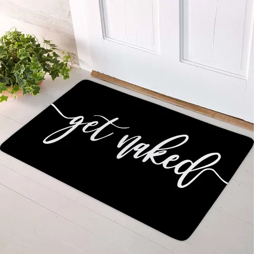 Miniatura 7 de Get Naked - Tapete de baño para baño, fuente blanca, con citas divertidas, color negro, tapete de baño de espuma viscoelástica suave, tapete