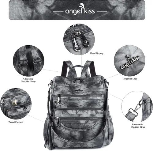 Miniatura 18 de Bolsos mochila monedero de piel sintética para mujer, bolsas con zíper, mochilas de hombro casuales