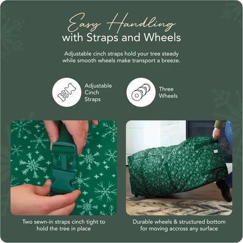Miniatura 5 de Covermates Keepsakes Bolsa de almacenamiento con ruedas para árbol de Navidad – Almacenamiento navideño resistente de poliéster con ruedas, asas