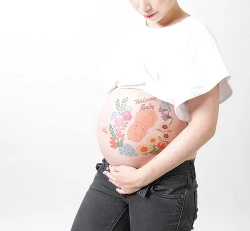 Miniatura 2 de Tuzuru Calcomanías de embarazo para el vientre, calcomanías de tatuaje para pintura corporal, lindas calcomanías para embarazo, baby shower, regalos